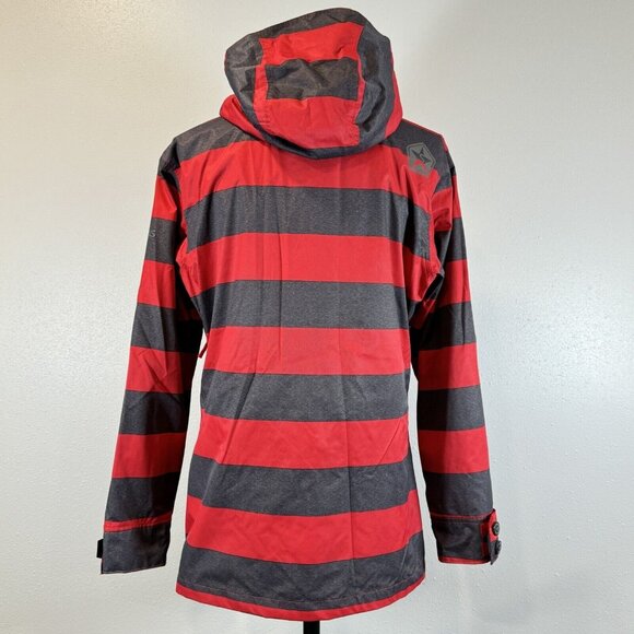 Sessions Terrain Womens Red Gray Stripe Jane Heather Snowboard Coat Recco Size S - Picture 2 of 16